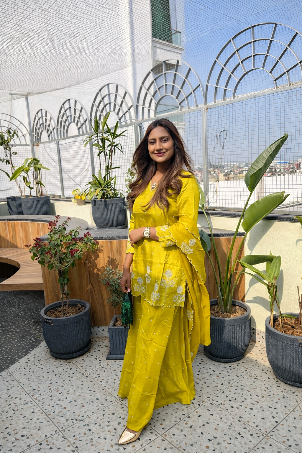 Lemon Yellow Embroidered Kurta Set with Dupatta