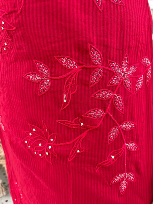 Elegant Red Embroidered Suit Set with Dupatta