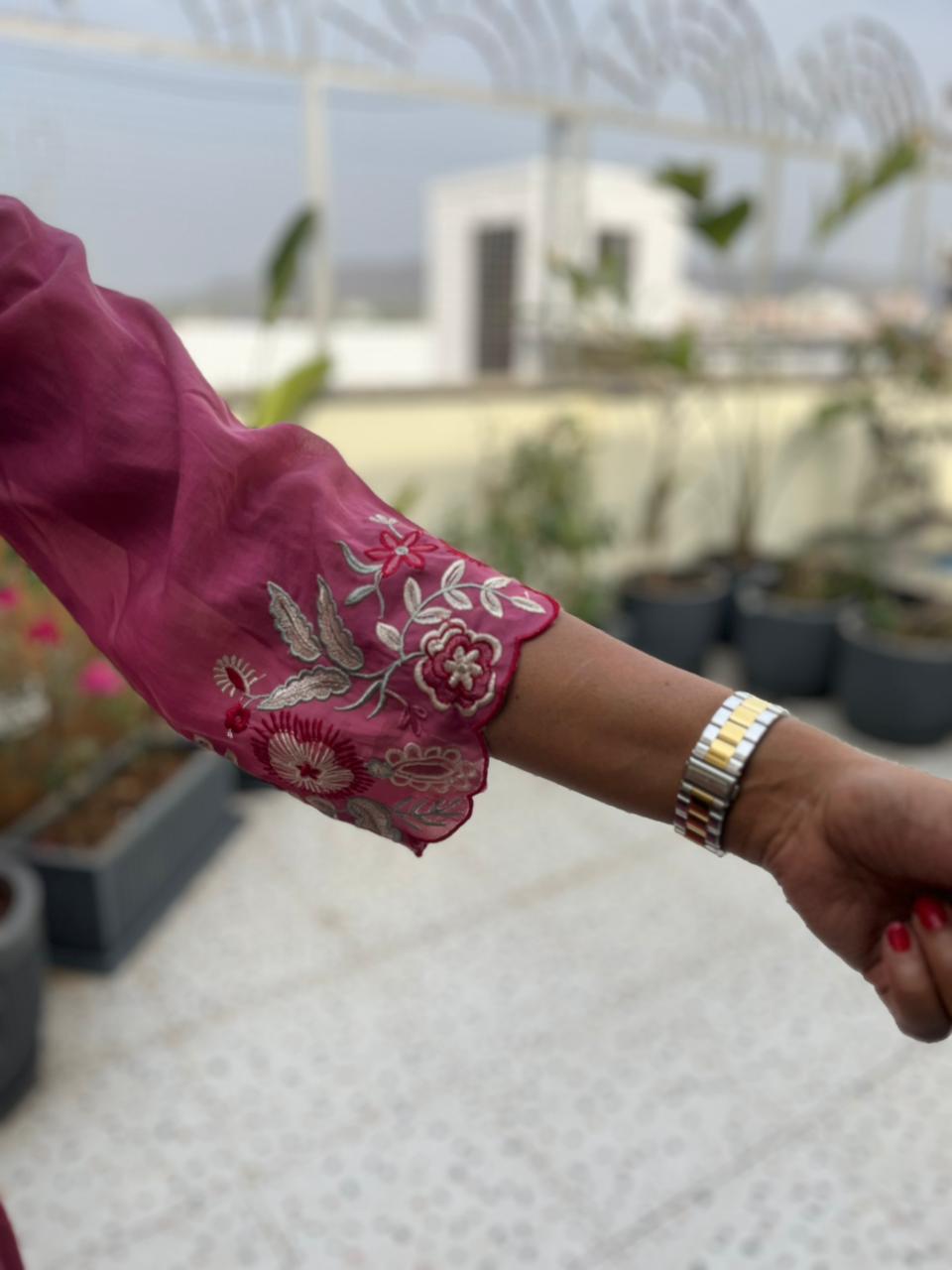 Rose Pink Embroidered Suit Set