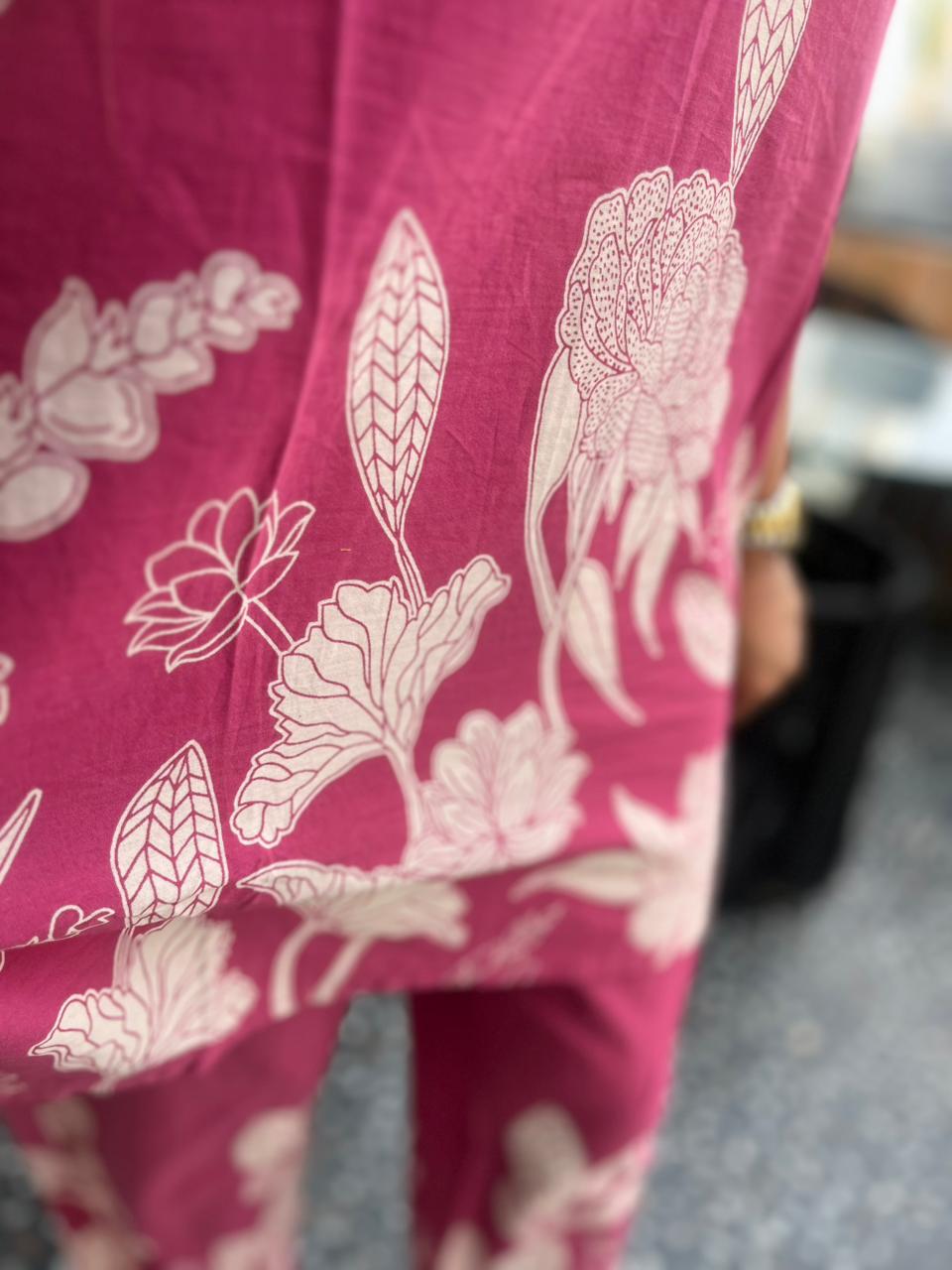 Rani Pink Floral Printed Co-Ord Set