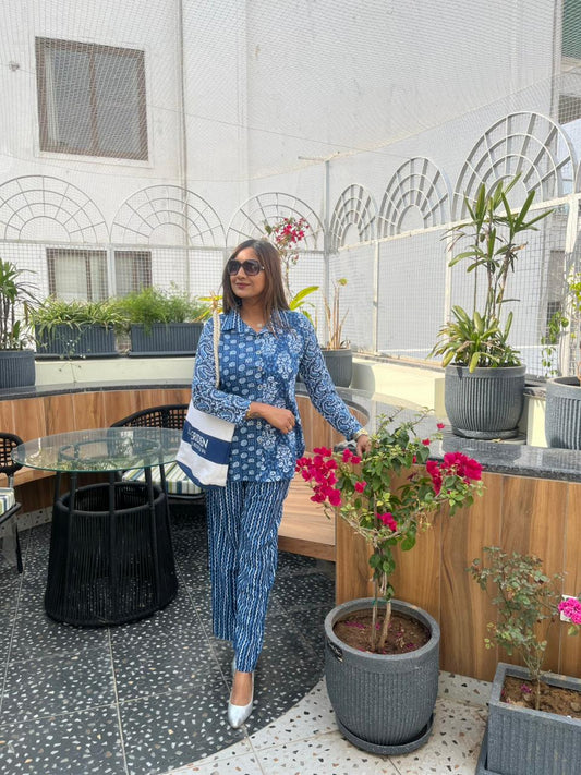 Indigo Blue Printed Co-Ord Set